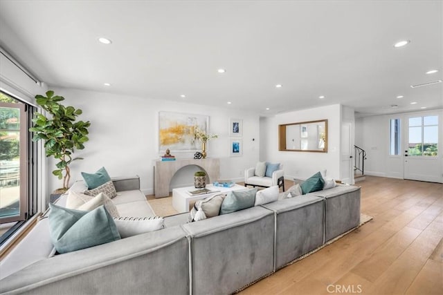 living room featuring light hardwood / wood-style floors