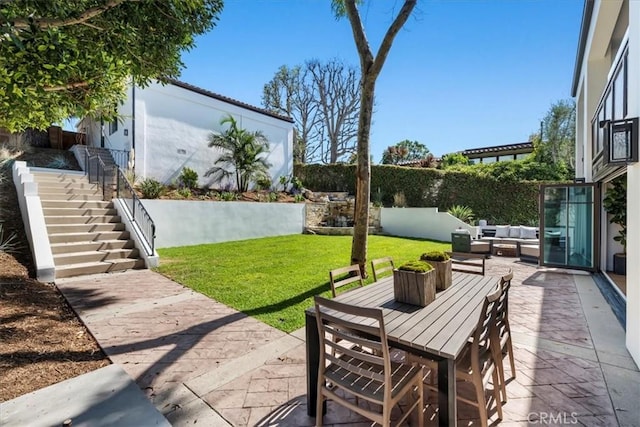 view of patio with an outdoor living space