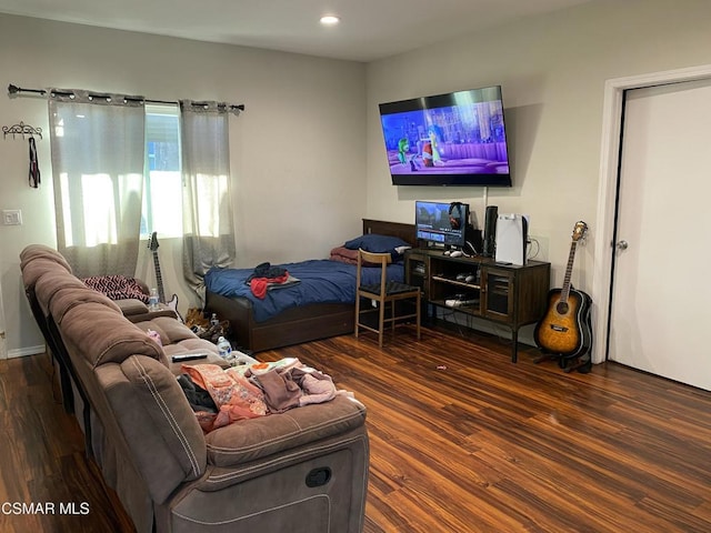 living room featuring dark hardwood / wood-style flooring