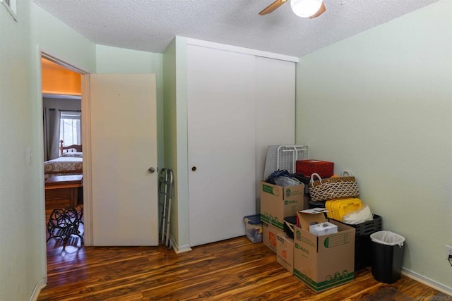 storage room featuring ceiling fan