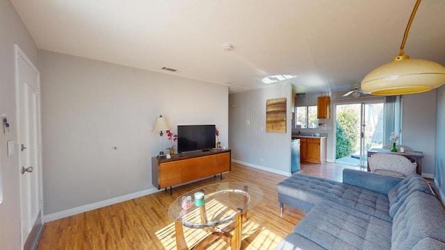 living room featuring light hardwood / wood-style floors