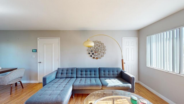 living room featuring light wood-type flooring