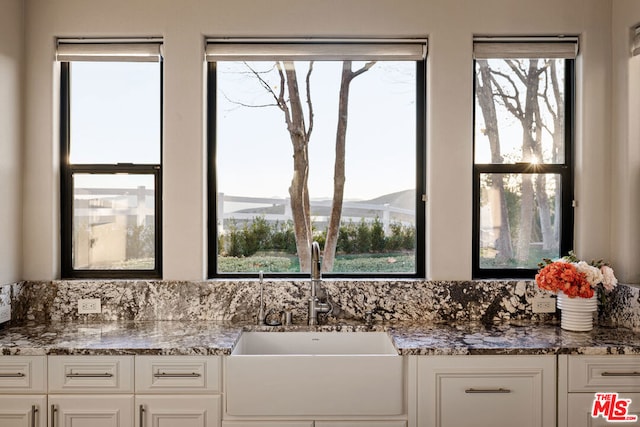 bathroom featuring a tub, sink, and a wealth of natural light