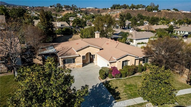 aerial view with a residential view