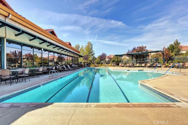 view of pool featuring a patio area