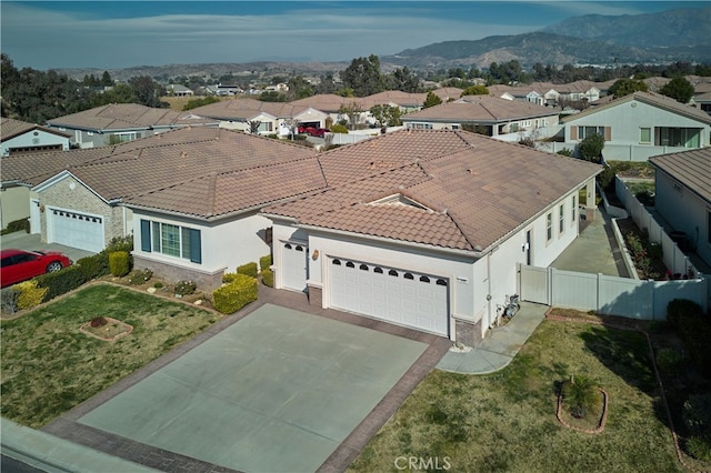 drone / aerial view with a mountain view