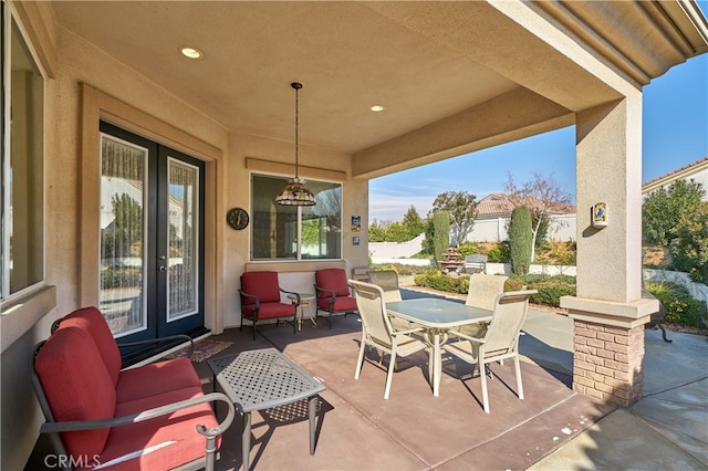 view of patio featuring french doors