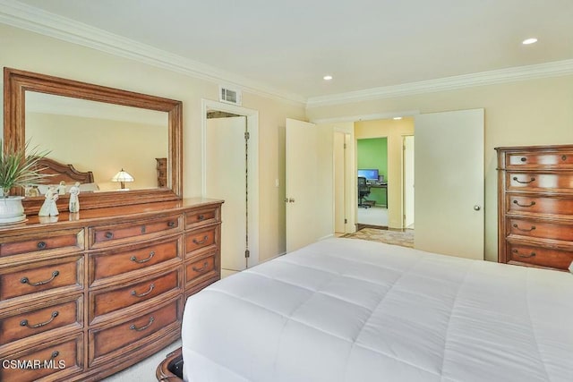 bedroom featuring crown molding