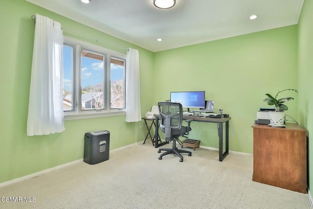 office with light carpet