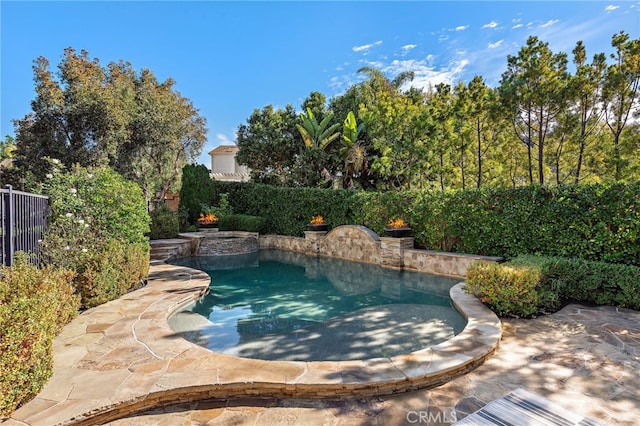 view of swimming pool with a patio area