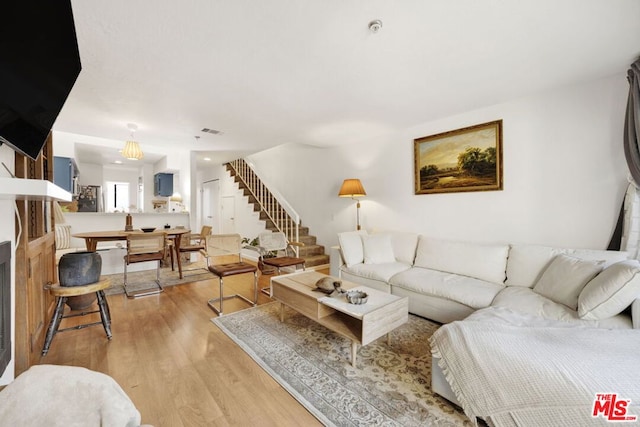 living room featuring light hardwood / wood-style floors