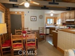 dining area with a ceiling fan