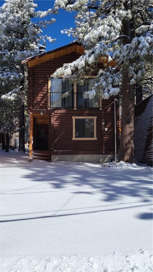 view of snow covered exterior