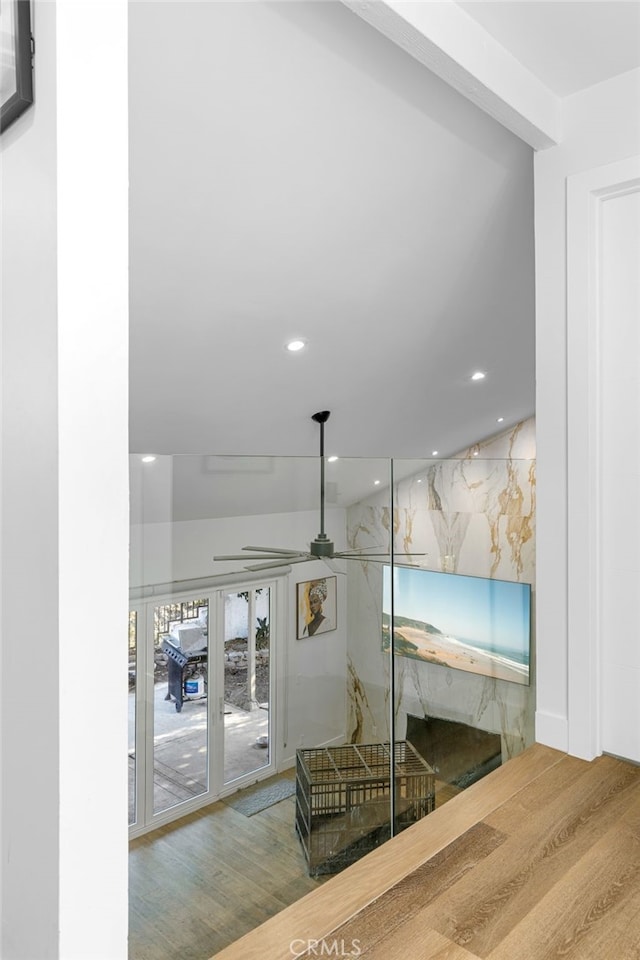 interior space featuring recessed lighting and wood finished floors