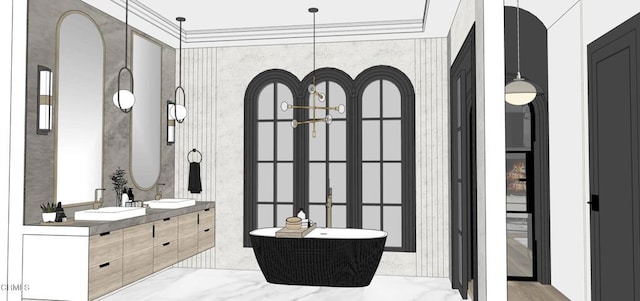 bathroom featuring a tub to relax in and vanity