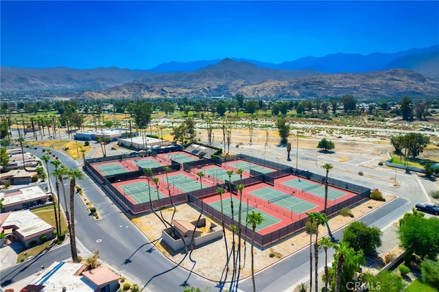 bird's eye view with a mountain view