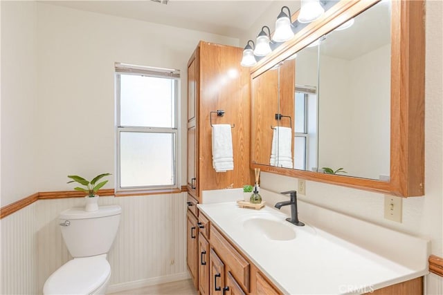 bathroom with toilet and vanity