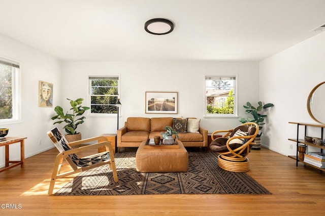 living room with hardwood / wood-style floors