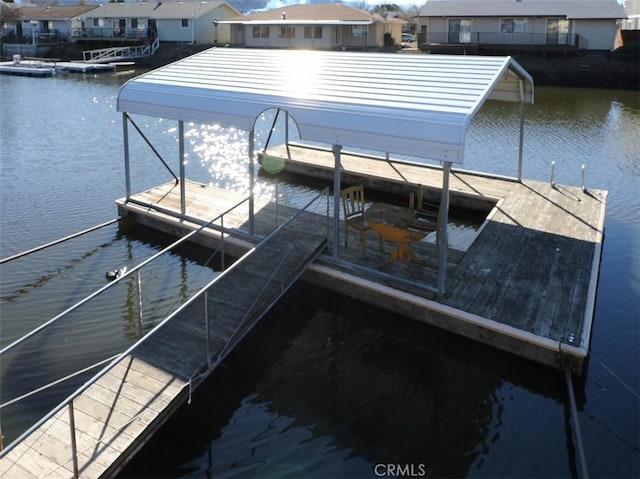 view of dock featuring a water view