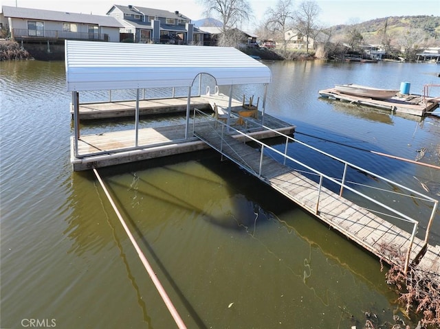 view of dock featuring a water view