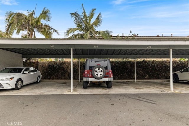 view of covered parking lot