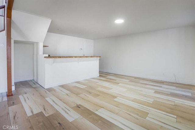 unfurnished living room with light hardwood / wood-style flooring