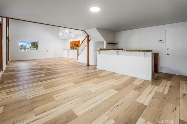 interior space with light hardwood / wood-style floors