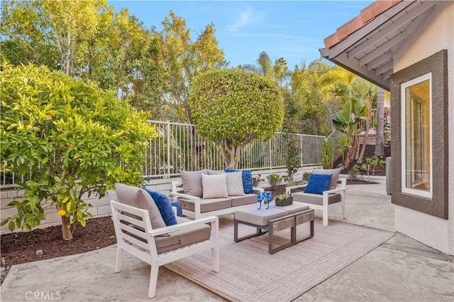 view of patio featuring an outdoor living space