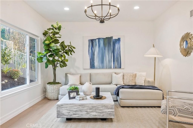 living room with wood-type flooring