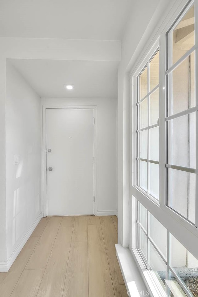 interior space with light hardwood / wood-style flooring