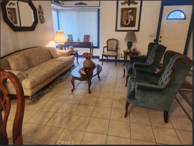 view of tiled living room