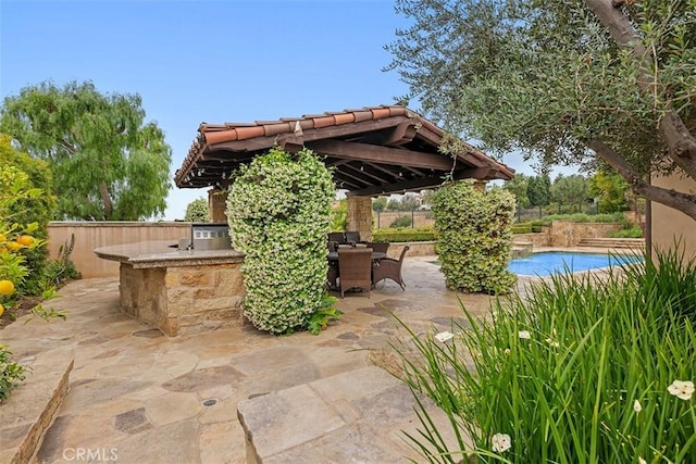 view of patio featuring exterior kitchen and exterior bar