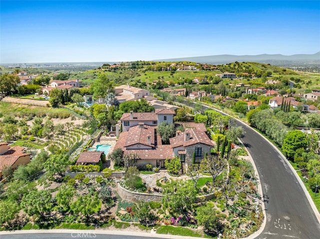 aerial view with a mountain view