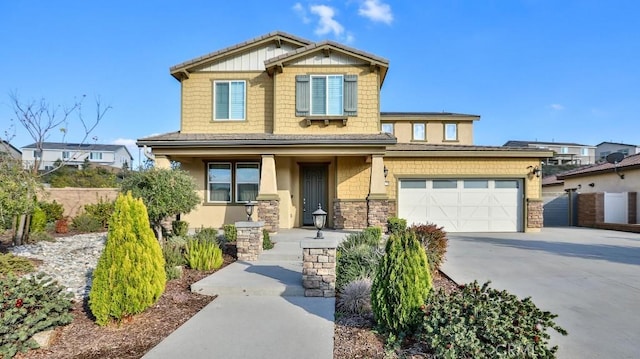 craftsman house with a garage