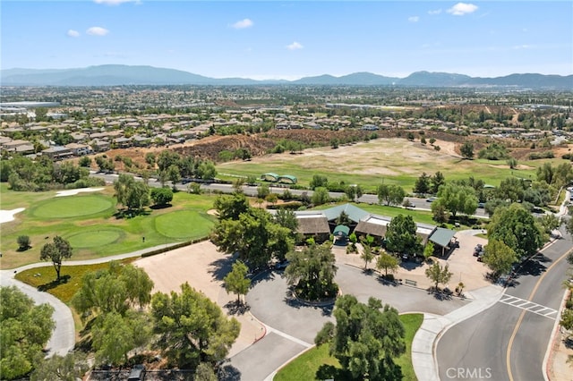 bird's eye view with a mountain view