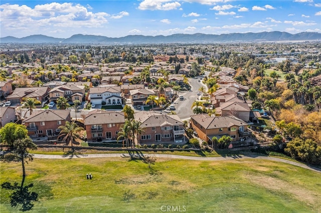 bird's eye view with a mountain view