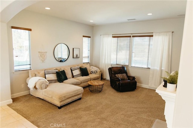 carpeted living room with a healthy amount of sunlight