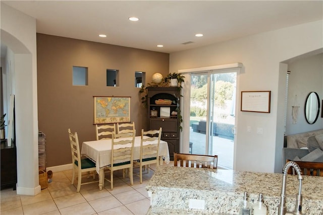 view of tiled dining area