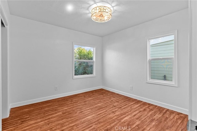 spare room with wood-type flooring