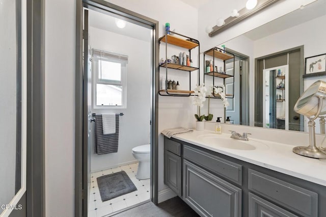 bathroom featuring vanity and toilet
