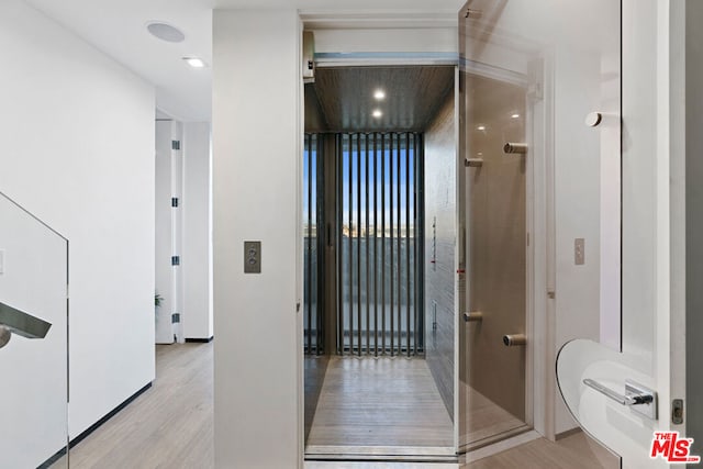 bathroom featuring wood-type flooring