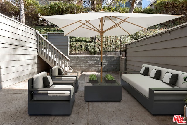 view of patio with an outdoor living space