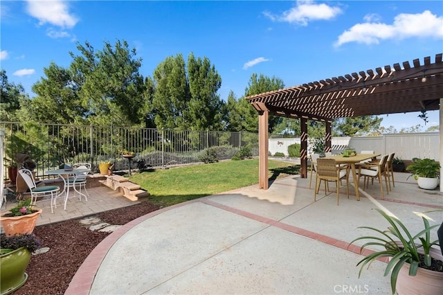 view of patio / terrace featuring a pergola