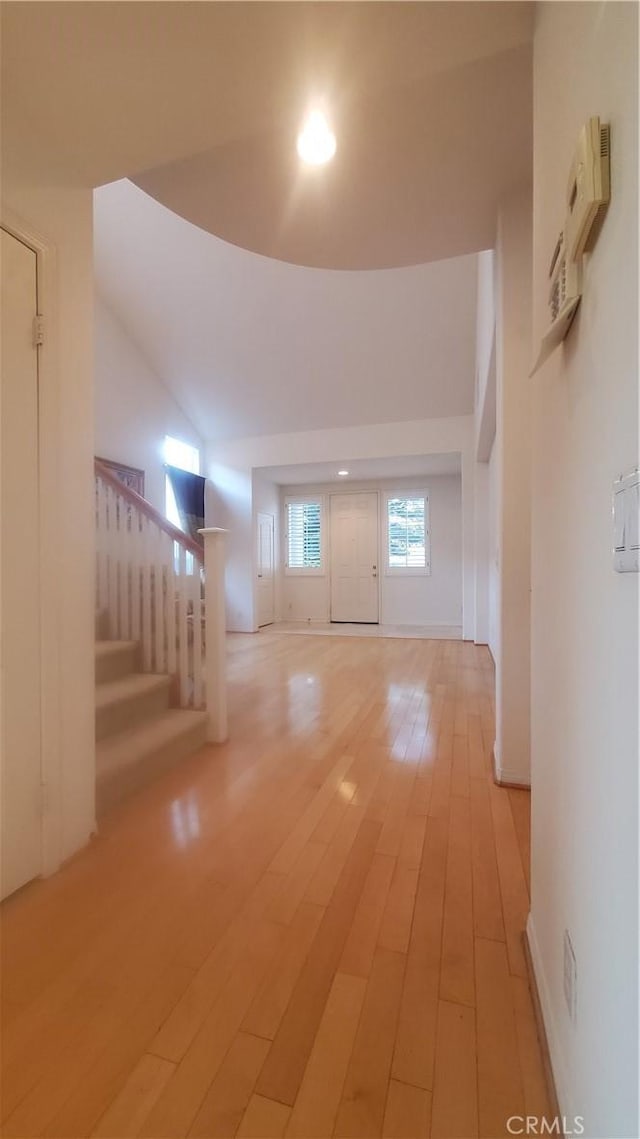 basement featuring light hardwood / wood-style flooring