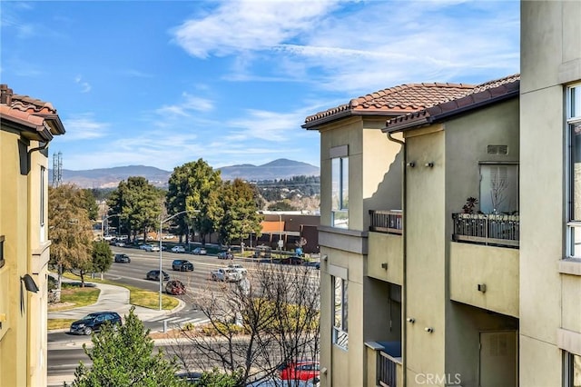 balcony with a mountain view