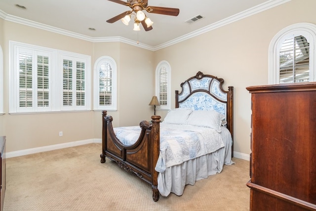 19490 Calle Juanito, Murrieta, CA 92562 - bedroom featuring multiple windows, light colored carpet, crown molding, and baseboards