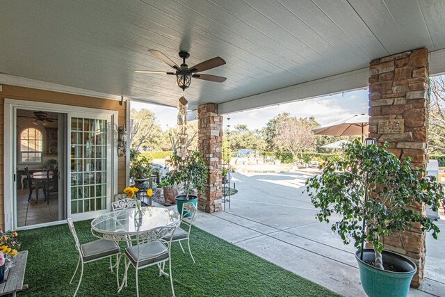 19490 Calle Juanito, Murrieta, CA 92562 - view of patio with a ceiling fan and outdoor dining space