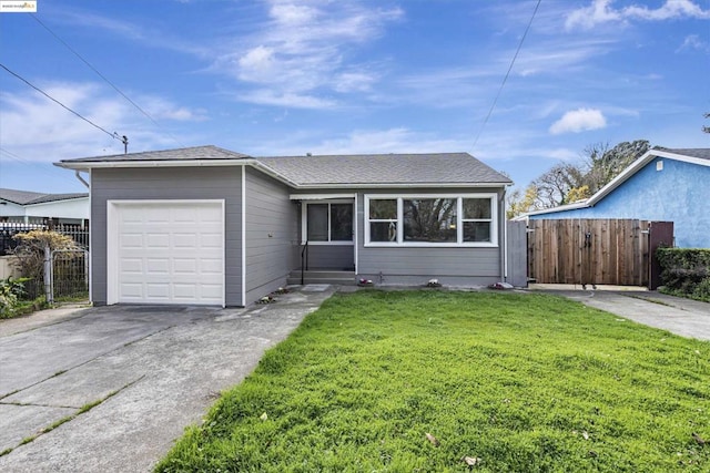 ranch-style house with a front lawn and a garage