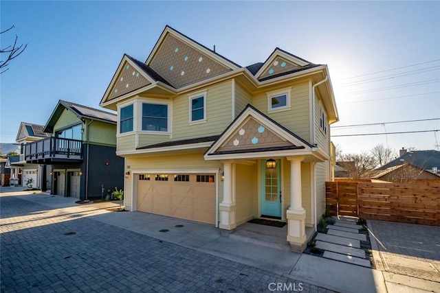 view of front of property featuring a garage