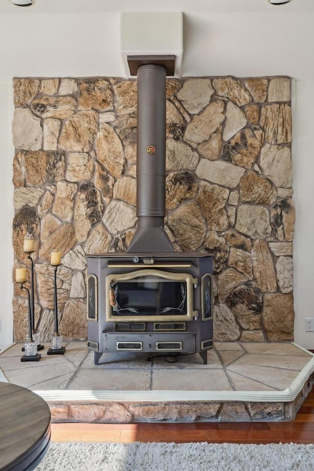 details featuring a wood stove